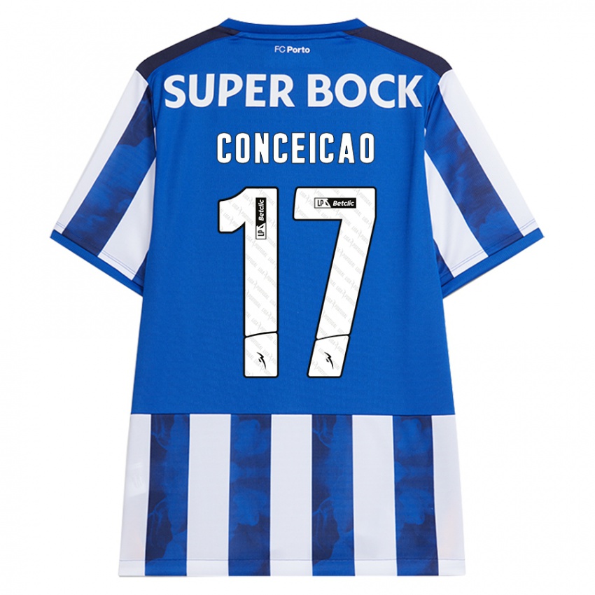 Hombre Camiseta Rodrigo Conceicao #17 Azul Blanco 1ª Equipación 2024/25 La Camisa Argentina