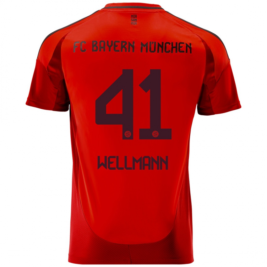 Hombre Camiseta Anna Wellmann #41 Rojo 1ª Equipación 2024/25 La Camisa Argentina