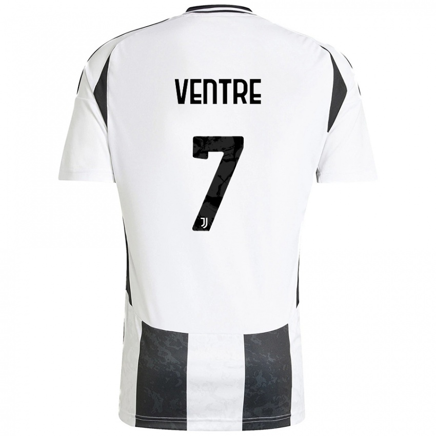 Hombre Camiseta Alessandro Ventre #7 Blanco Negro 1ª Equipación 2024/25 La Camisa Argentina