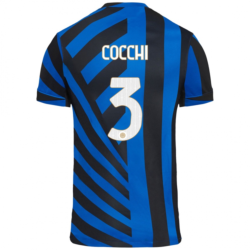 Hombre Camiseta Matteo Cocchi #3 Azul Negro 1ª Equipación 2024/25 La Camisa Argentina