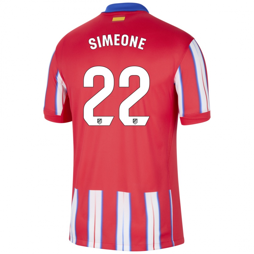 Hombre Camiseta Giuliano Simeone #22 Rojo Blanco Azul 1ª Equipación 2024/25 La Camisa Argentina