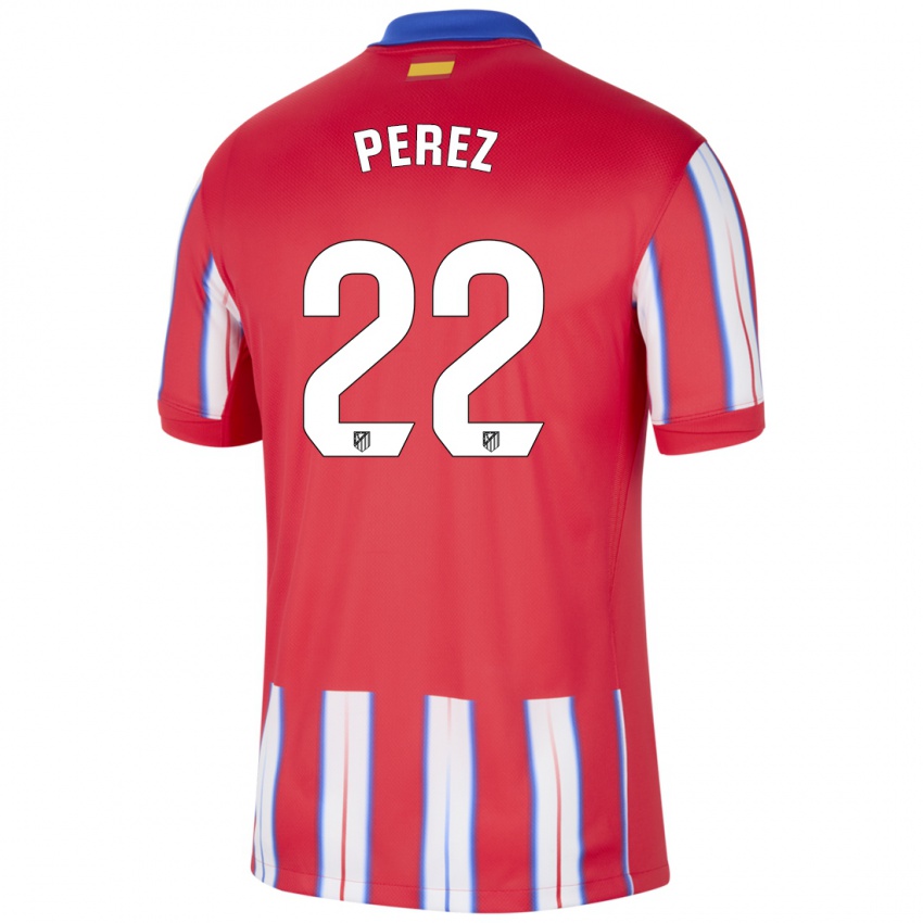 Hombre Camiseta Pablo Perez #22 Rojo Blanco Azul 1ª Equipación 2024/25 La Camisa Argentina