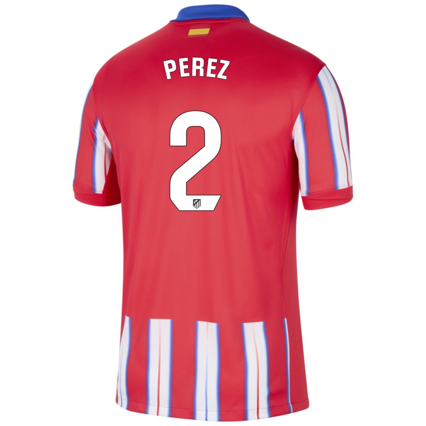 Hombre Camiseta Xènia Pérez #2 Rojo Blanco Azul 1ª Equipación 2024/25 La Camisa Argentina