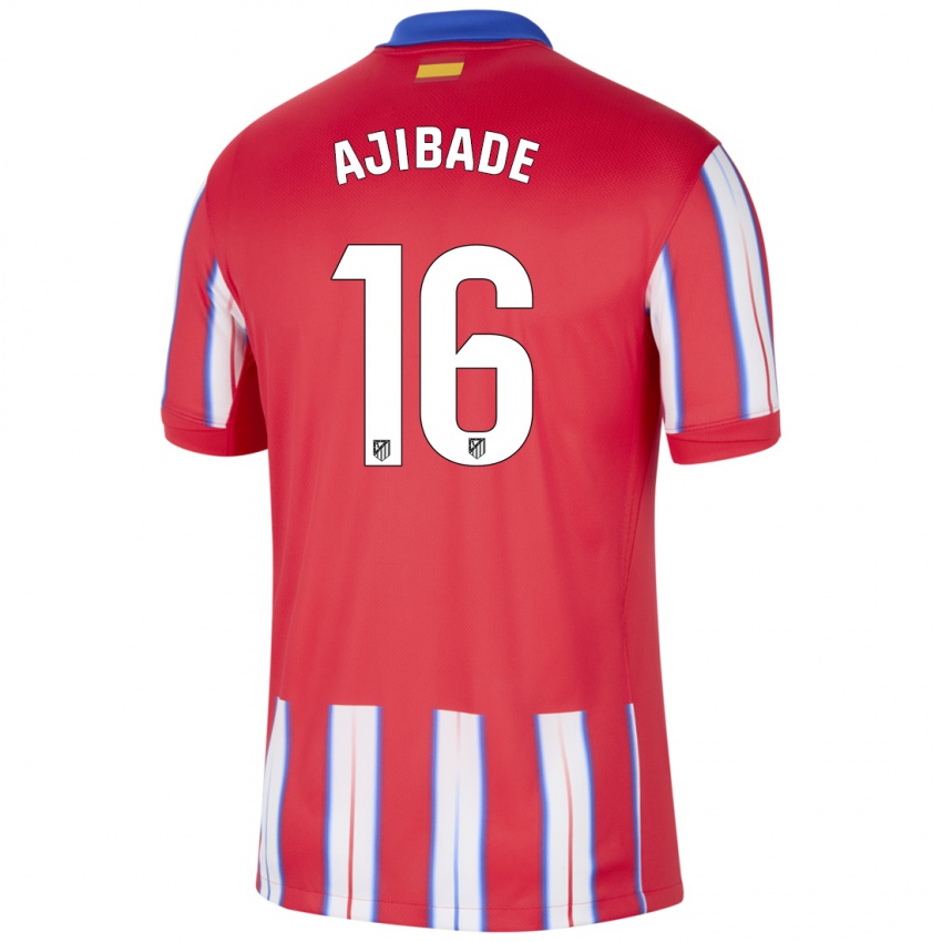 Hombre Camiseta Rasheedat Ajibade #16 Rojo Blanco Azul 1ª Equipación 2024/25 La Camisa Argentina