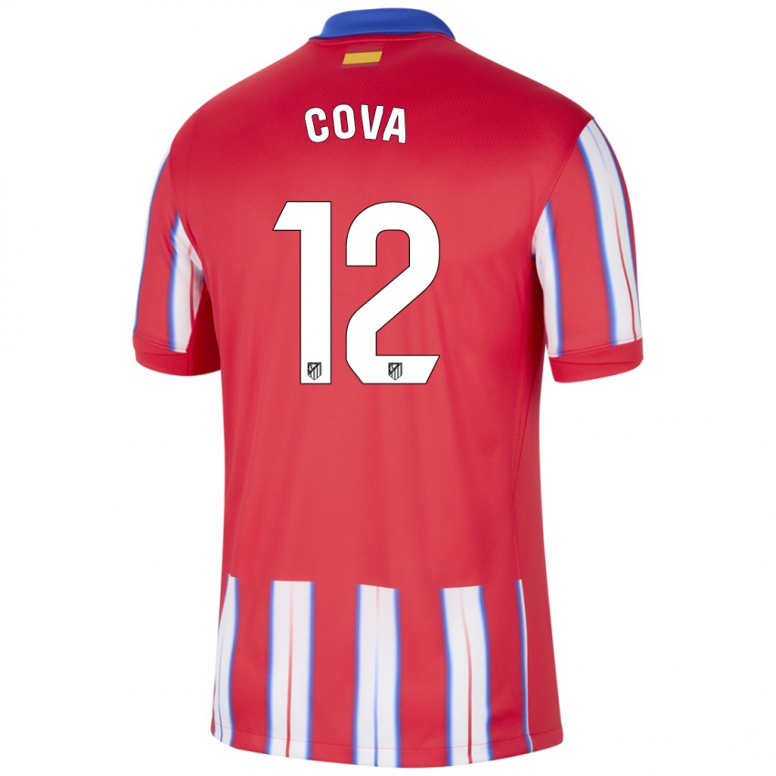 Hombre Camiseta Adrian Cova #12 Rojo Blanco Azul 1ª Equipación 2024/25 La Camisa Argentina