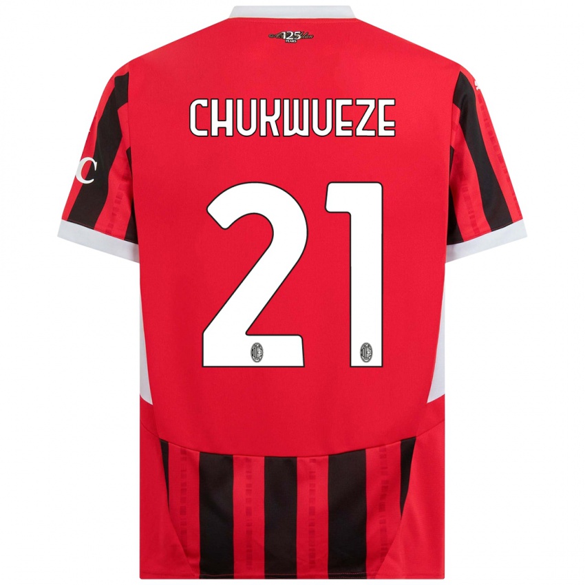 Hombre Camiseta Samuel Chukwueze #21 Rojo Negro 1ª Equipación 2024/25 La Camisa Argentina