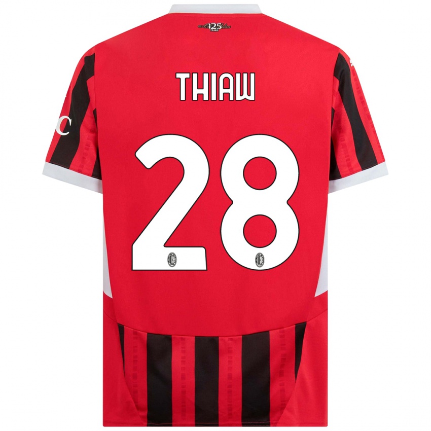 Hombre Camiseta Malick Thiaw #28 Rojo Negro 1ª Equipación 2024/25 La Camisa Argentina