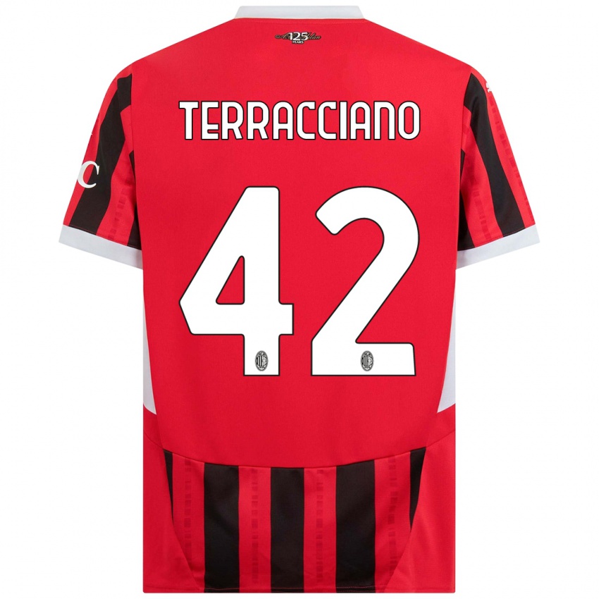 Hombre Camiseta Filippo Terracciano #42 Rojo Negro 1ª Equipación 2024/25 La Camisa Argentina