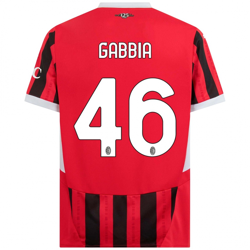 Hombre Camiseta Matteo Gabbia #46 Rojo Negro 1ª Equipación 2024/25 La Camisa Argentina