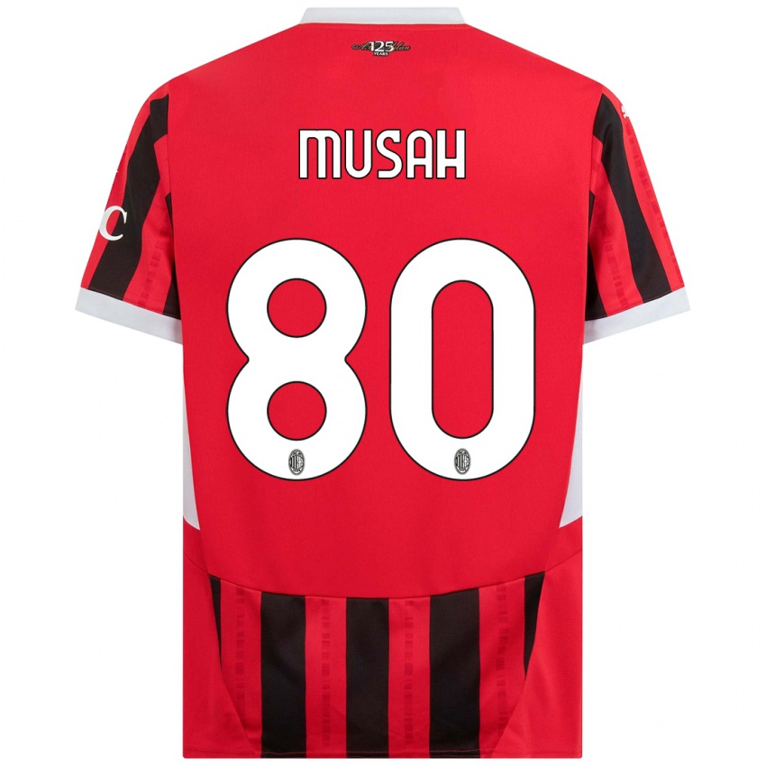 Hombre Camiseta Yunus Musah #80 Rojo Negro 1ª Equipación 2024/25 La Camisa Argentina