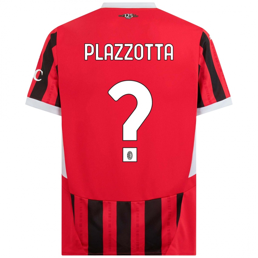 Hombre Camiseta Filippo Plazzotta #0 Rojo Negro 1ª Equipación 2024/25 La Camisa Argentina