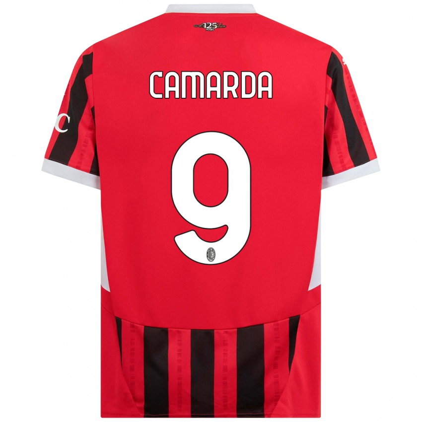 Hombre Camiseta Francesco Camarda #9 Rojo Negro 1ª Equipación 2024/25 La Camisa Argentina