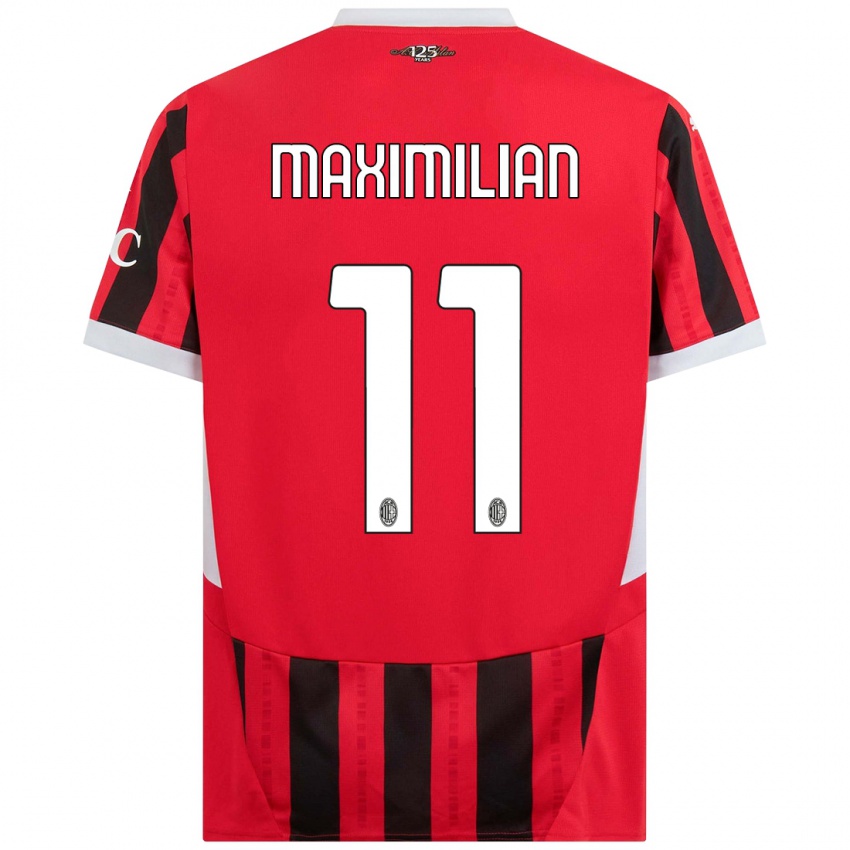 Hombre Camiseta Maximilian Ibrahimović #11 Rojo Negro 1ª Equipación 2024/25 La Camisa Argentina