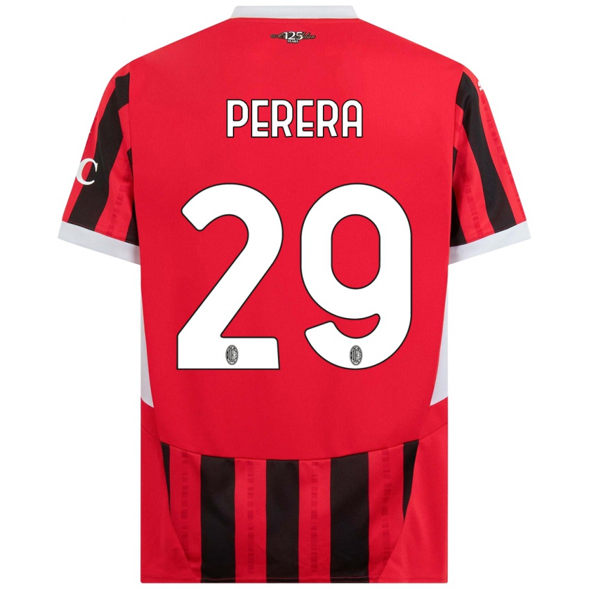 Hombre Camiseta Nirash Perera #29 Rojo Negro 1ª Equipación 2024/25 La Camisa Argentina