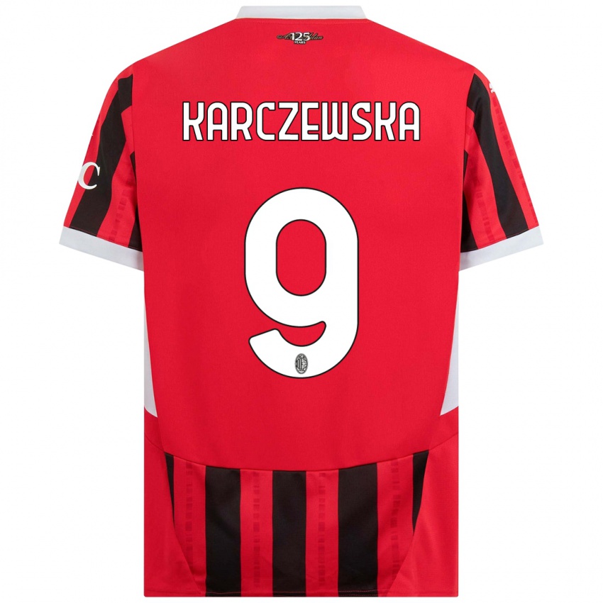 Hombre Camiseta Nikola Karczewska #9 Rojo Negro 1ª Equipación 2024/25 La Camisa Argentina