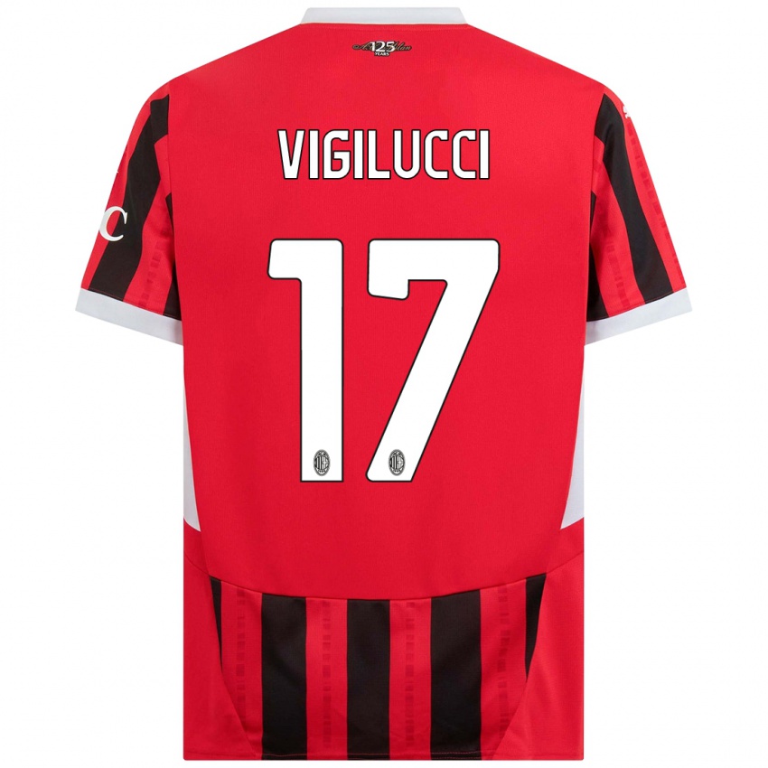 Hombre Camiseta Valery Vigilucci #17 Rojo Negro 1ª Equipación 2024/25 La Camisa Argentina