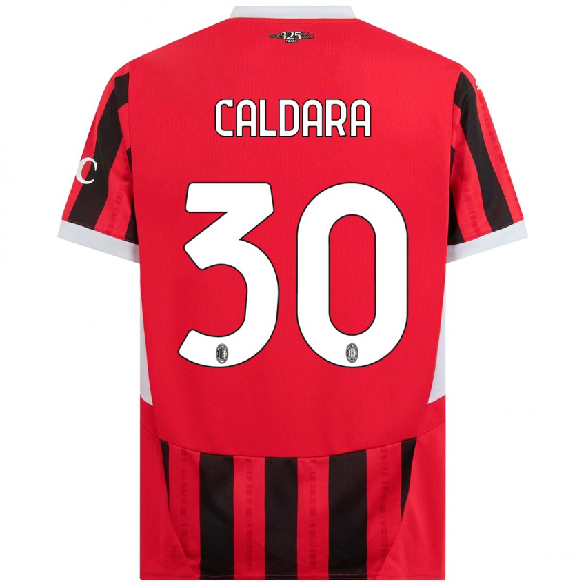 Hombre Camiseta Mattia Caldara #30 Rojo Negro 1ª Equipación 2024/25 La Camisa Argentina