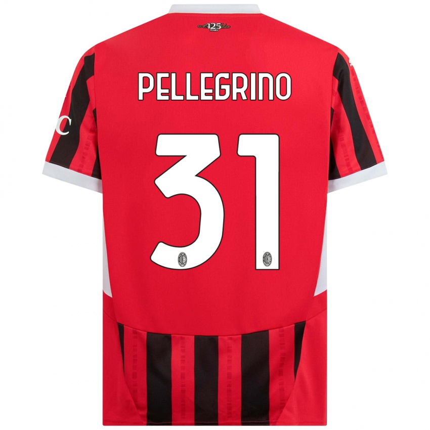 Hombre Camiseta Marco Pellegrino #31 Rojo Negro 1ª Equipación 2024/25 La Camisa Argentina