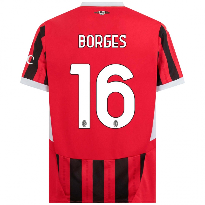 Hombre Camiseta Lenny Borges #16 Rojo Negro 1ª Equipación 2024/25 La Camisa Argentina