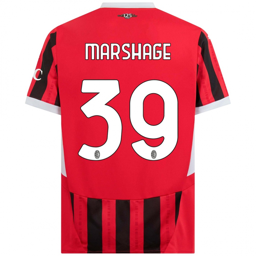 Hombre Camiseta Wilgot Marshage #39 Rojo Negro 1ª Equipación 2024/25 La Camisa Argentina