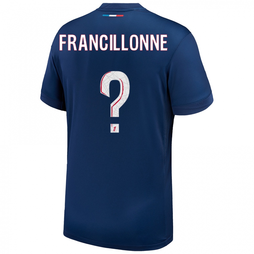 Hombre Camiseta Bryan Francillonne #0 Azul Marino Blanco 1ª Equipación 2024/25 La Camisa Argentina