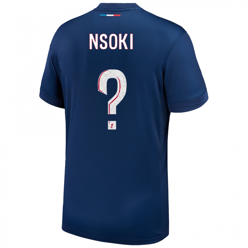 Hombre Camiseta Noah Nsoki #0 Azul Marino Blanco 1ª Equipación 2024/25 La Camisa Argentina