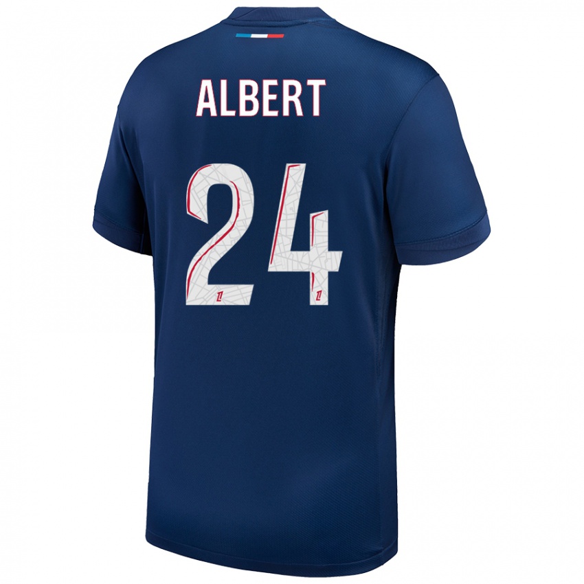 Hombre Camiseta Korbin Albert #24 Azul Marino Blanco 1ª Equipación 2024/25 La Camisa Argentina