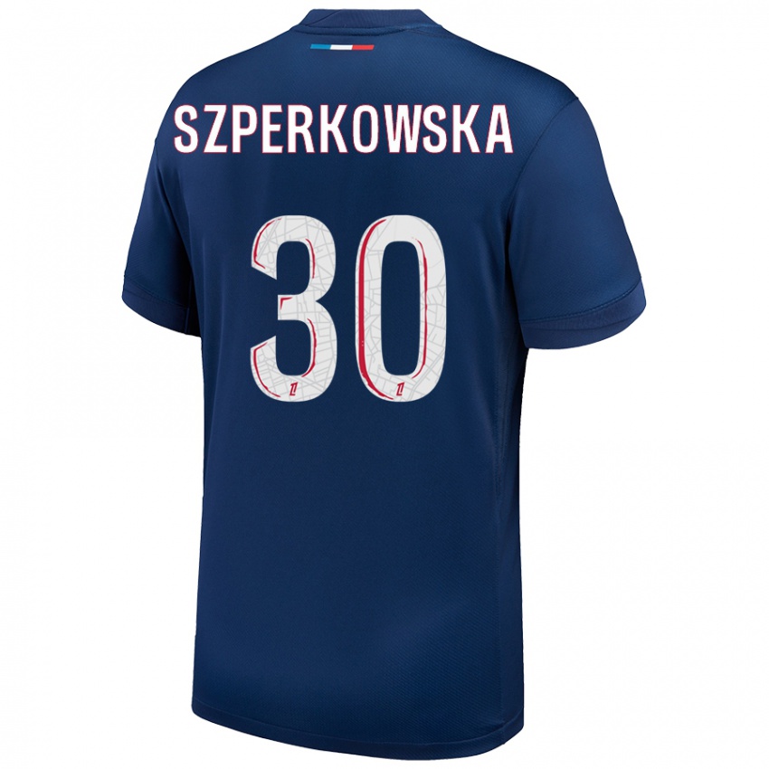 Hombre Camiseta Oliwia Szperkowska #30 Azul Marino Blanco 1ª Equipación 2024/25 La Camisa Argentina