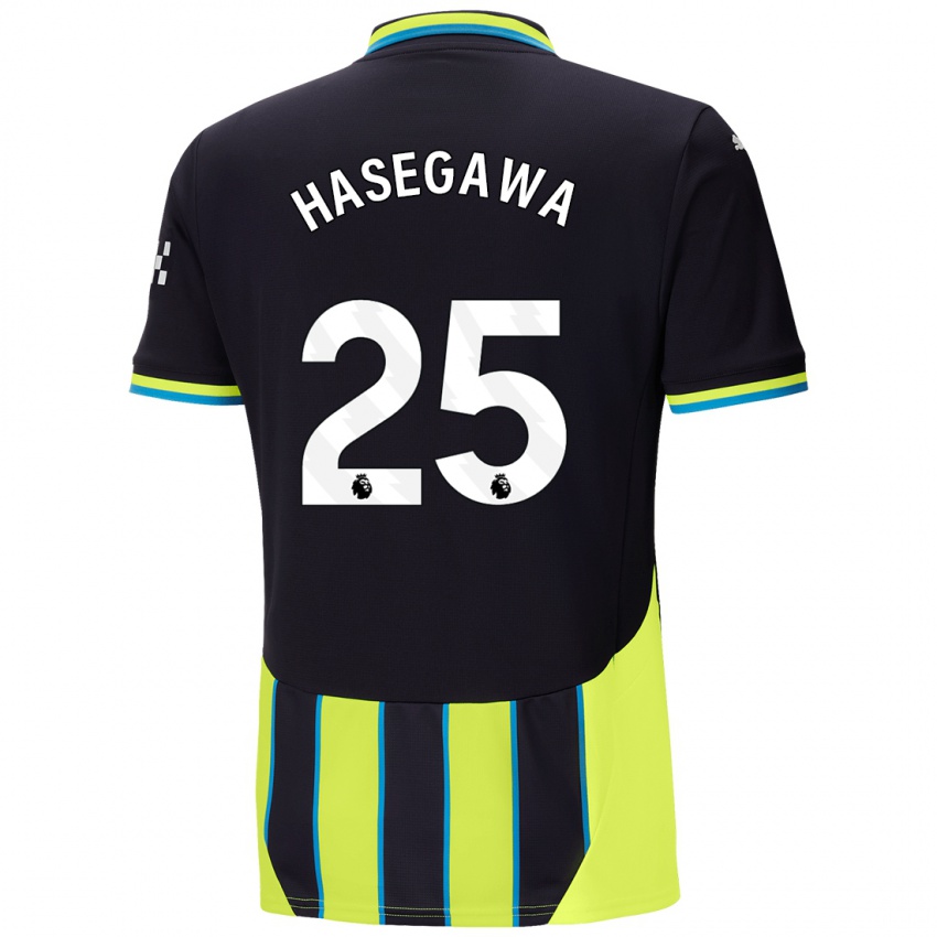 Hombre Camiseta Yui Hasegawa #25 Azul Amarillo 2ª Equipación 2024/25 La Camisa Argentina