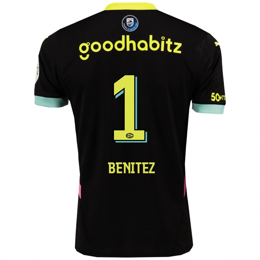 Hombre Camiseta Walter Benitez #1 Negro Amarillo 2ª Equipación 2024/25 La Camisa Argentina