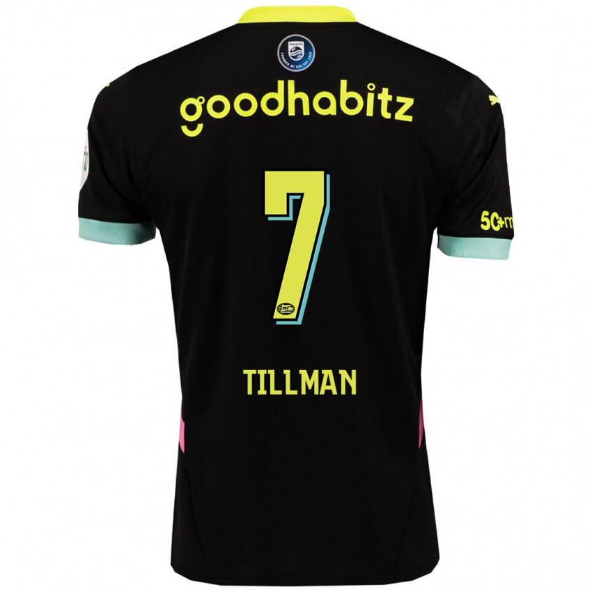 Hombre Camiseta Malik Tillman #7 Negro Amarillo 2ª Equipación 2024/25 La Camisa Argentina