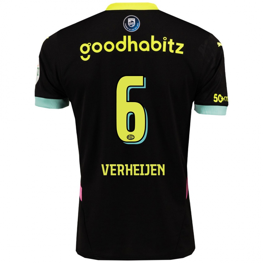 Hombre Camiseta Janneke Verheijen #6 Negro Amarillo 2ª Equipación 2024/25 La Camisa Argentina