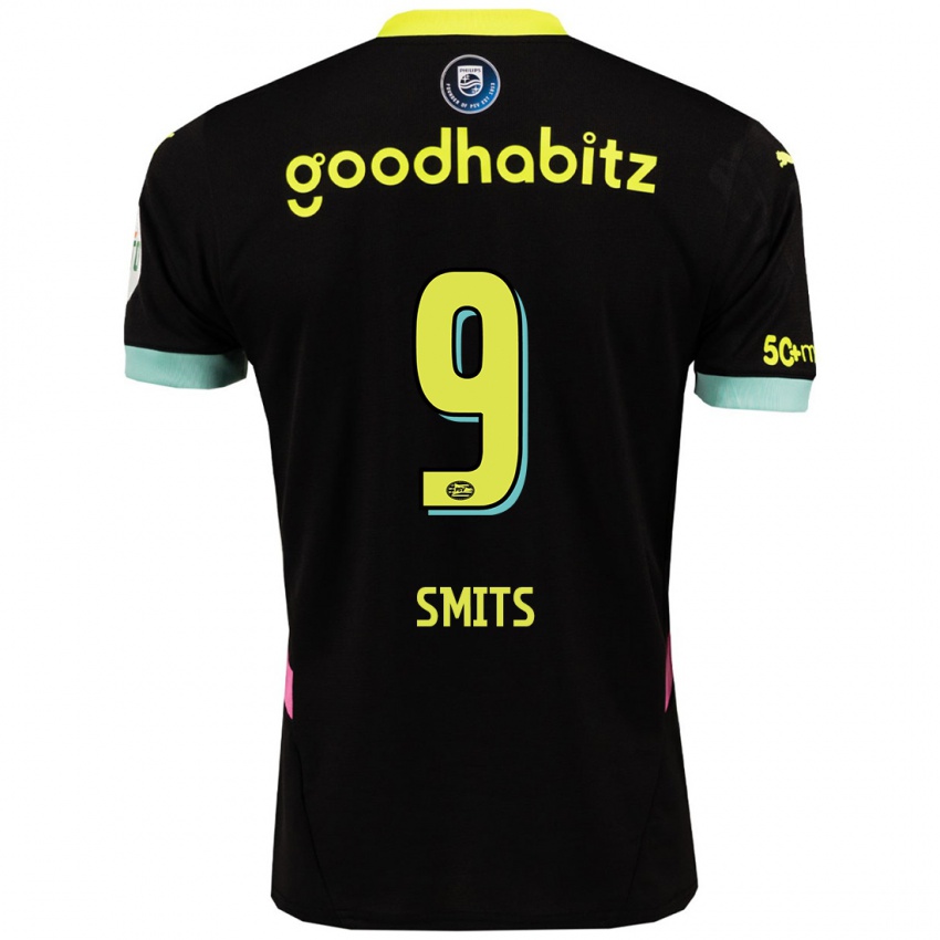 Hombre Camiseta Joelle Smits #9 Negro Amarillo 2ª Equipación 2024/25 La Camisa Argentina