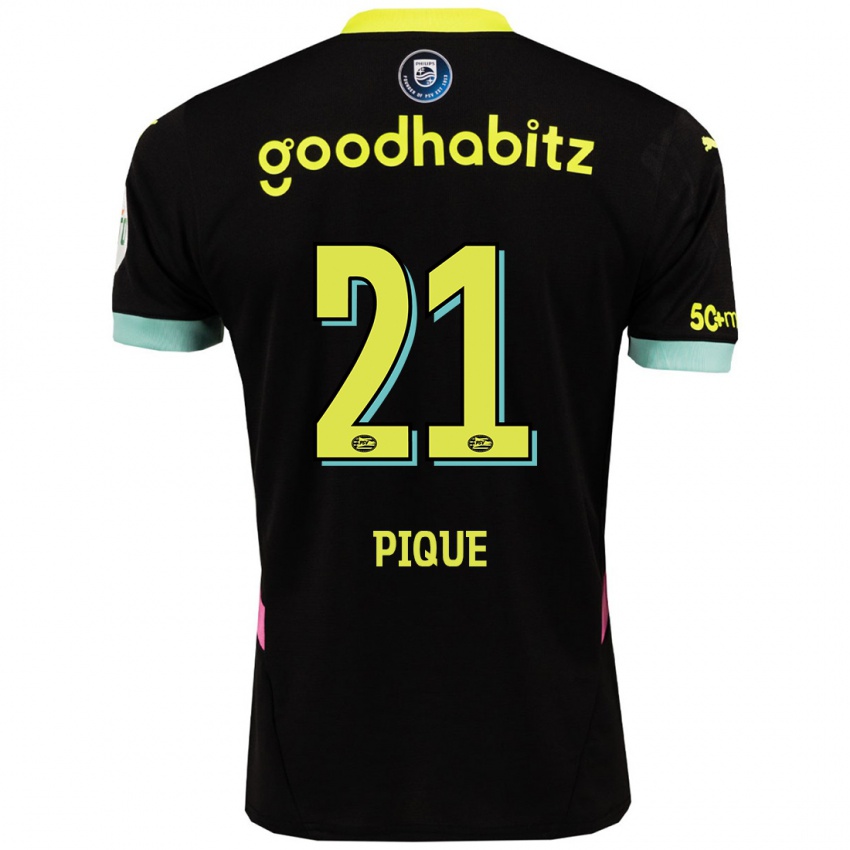 Hombre Camiseta Naomi Piqué #21 Negro Amarillo 2ª Equipación 2024/25 La Camisa Argentina