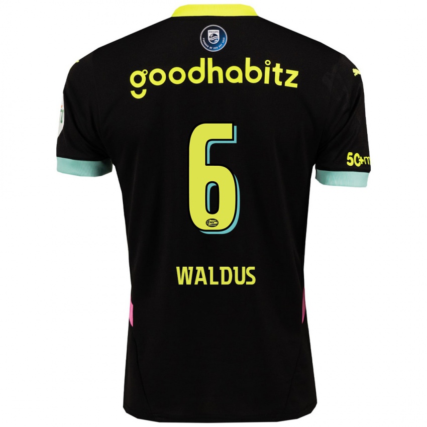 Hombre Camiseta Maruschka Waldus #6 Negro Amarillo 2ª Equipación 2024/25 La Camisa Argentina