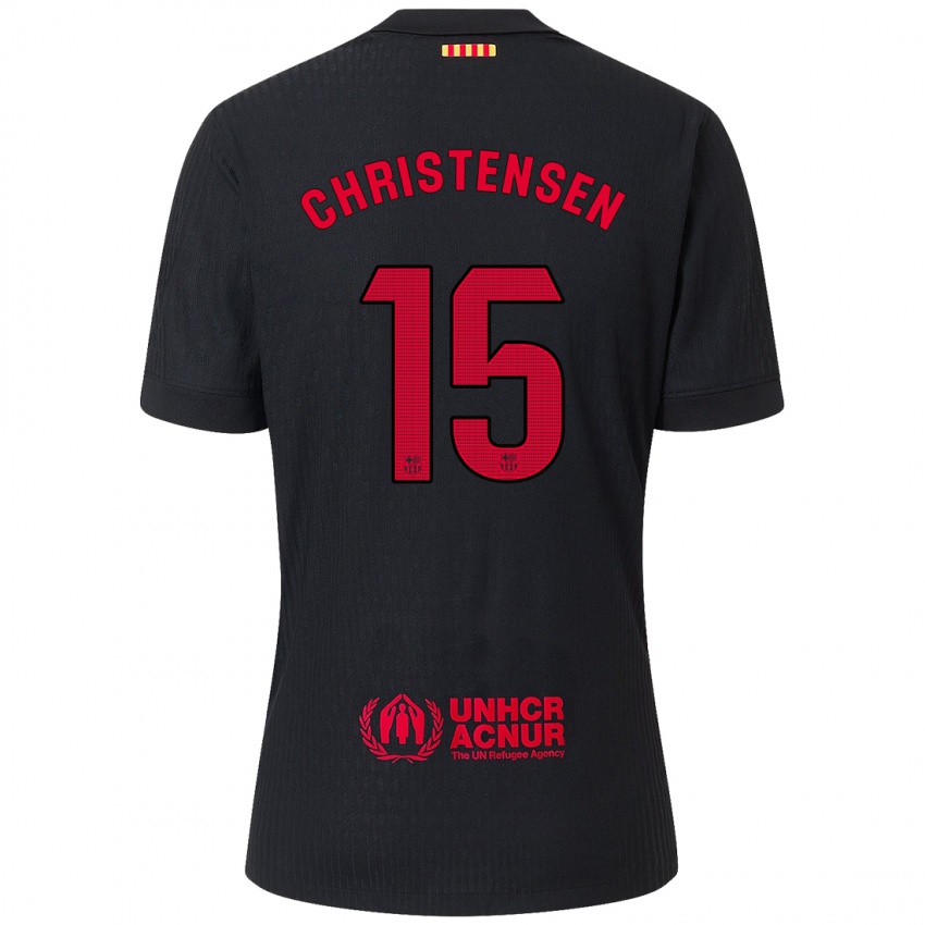 Hombre Camiseta Andreas Christensen #15 Negro Rojo 2ª Equipación 2024/25 La Camisa Argentina