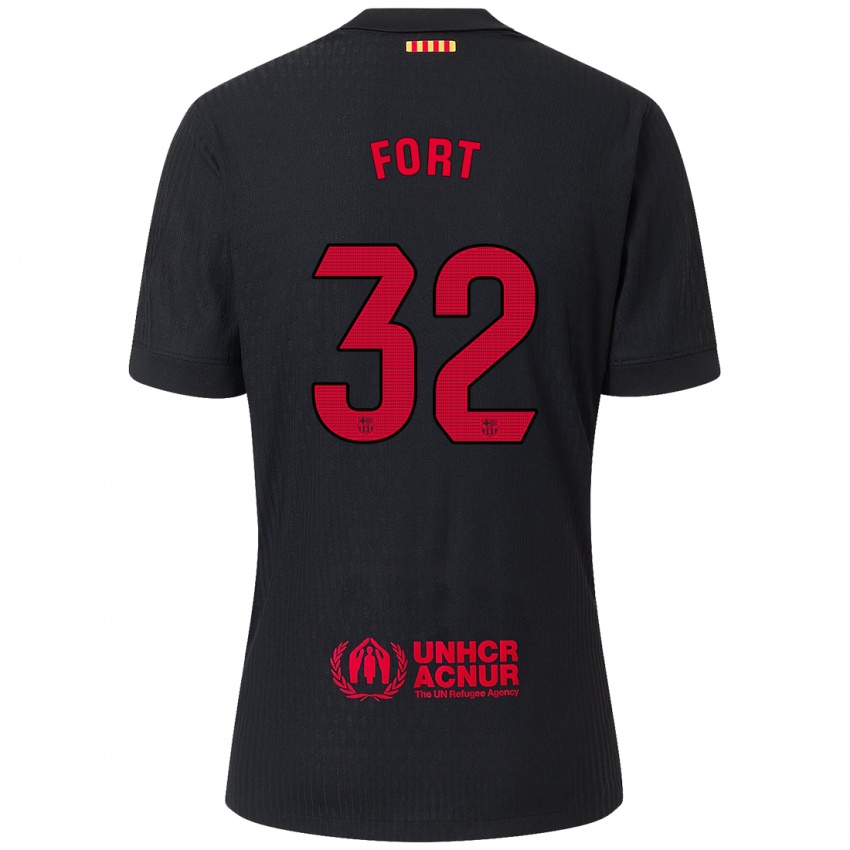 Hombre Camiseta Héctor Fort #32 Negro Rojo 2ª Equipación 2024/25 La Camisa Argentina