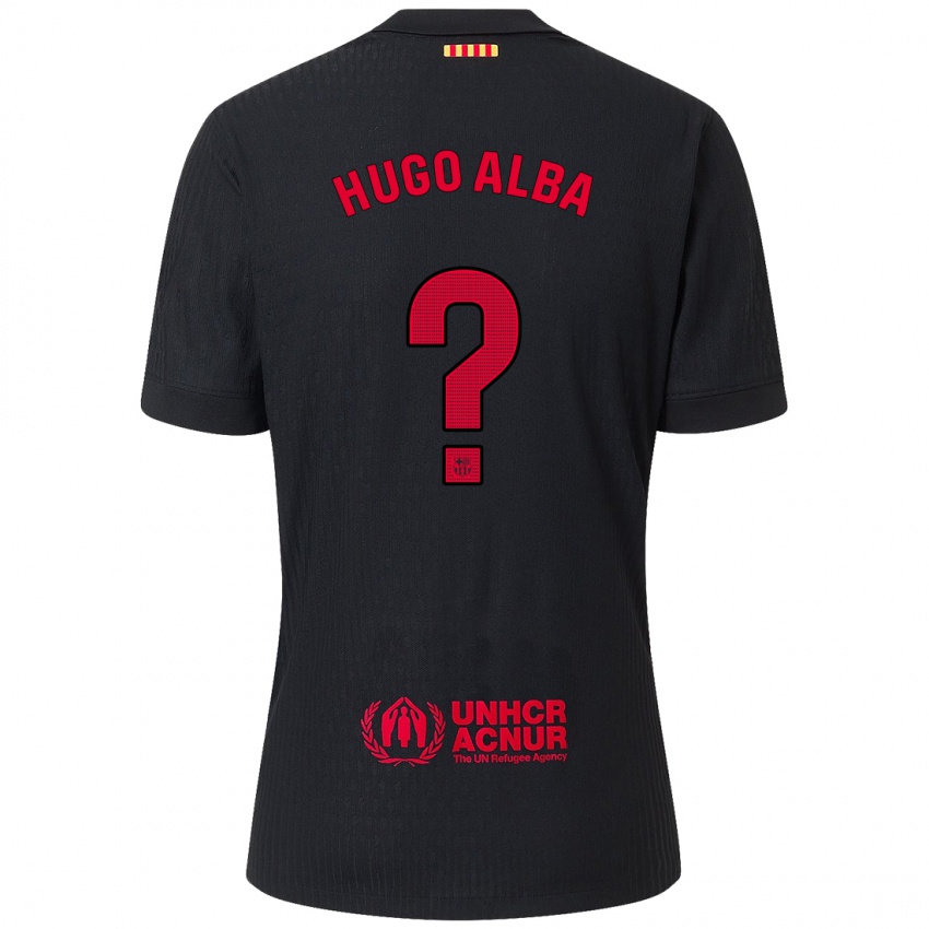 Hombre Camiseta Hugo Alba #0 Negro Rojo 2ª Equipación 2024/25 La Camisa Argentina