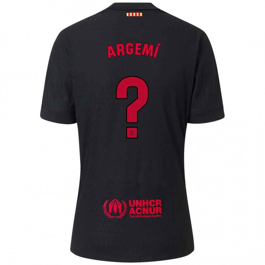 Hombre Camiseta Adam Argemí #0 Negro Rojo 2ª Equipación 2024/25 La Camisa Argentina