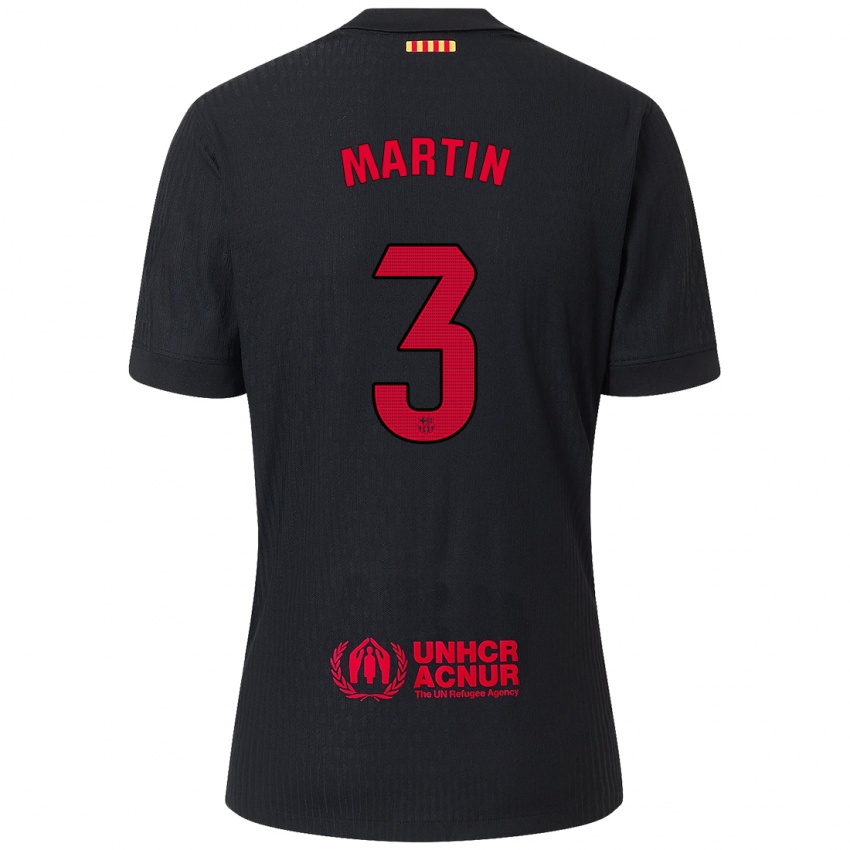 Hombre Camiseta Gerard Martin #3 Negro Rojo 2ª Equipación 2024/25 La Camisa Argentina