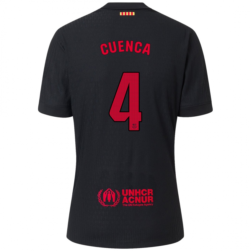 Hombre Camiseta Andrés Cuenca #4 Negro Rojo 2ª Equipación 2024/25 La Camisa Argentina