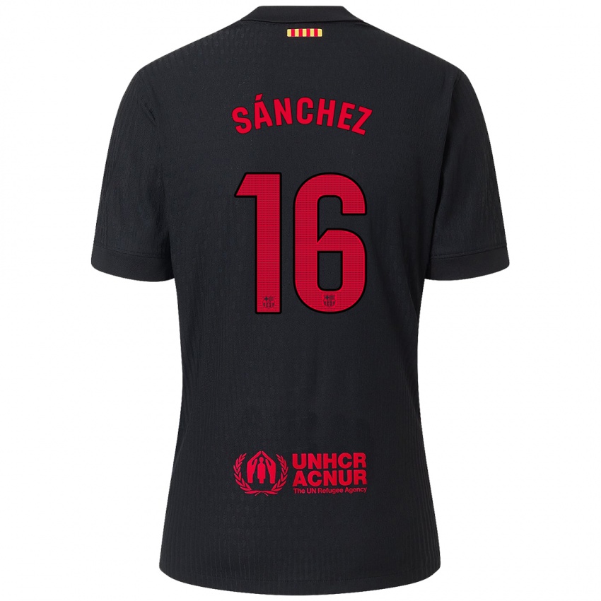 Hombre Camiseta Edu Sánchez #16 Negro Rojo 2ª Equipación 2024/25 La Camisa Argentina