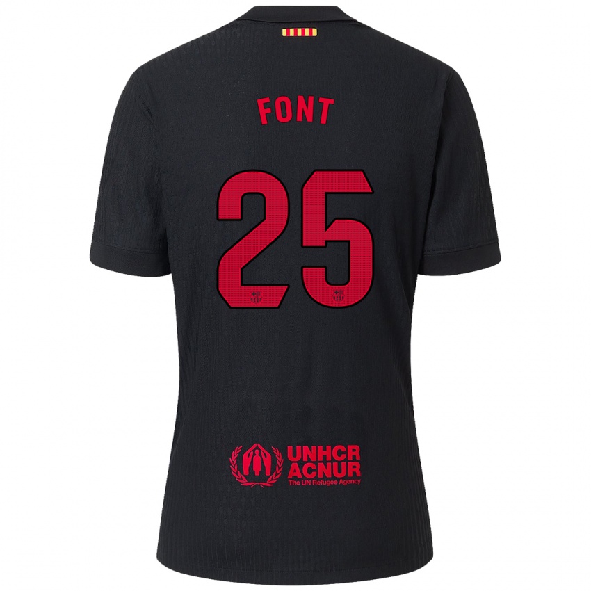 Hombre Camiseta Gemma Font #25 Negro Rojo 2ª Equipación 2024/25 La Camisa Argentina