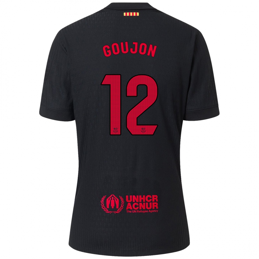 Hombre Camiseta Iker Goujon #12 Negro Rojo 2ª Equipación 2024/25 La Camisa Argentina