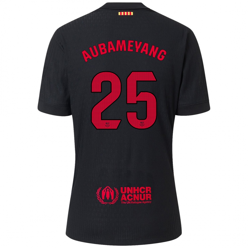 Hombre Camiseta Pierre Emerick Aubameyang #25 Negro Rojo 2ª Equipación 2024/25 La Camisa Argentina