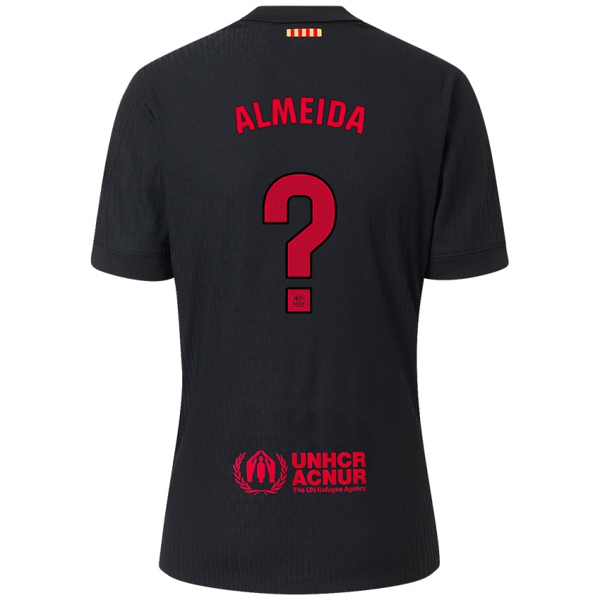 Hombre Camiseta Diego Almeida #0 Negro Rojo 2ª Equipación 2024/25 La Camisa Argentina