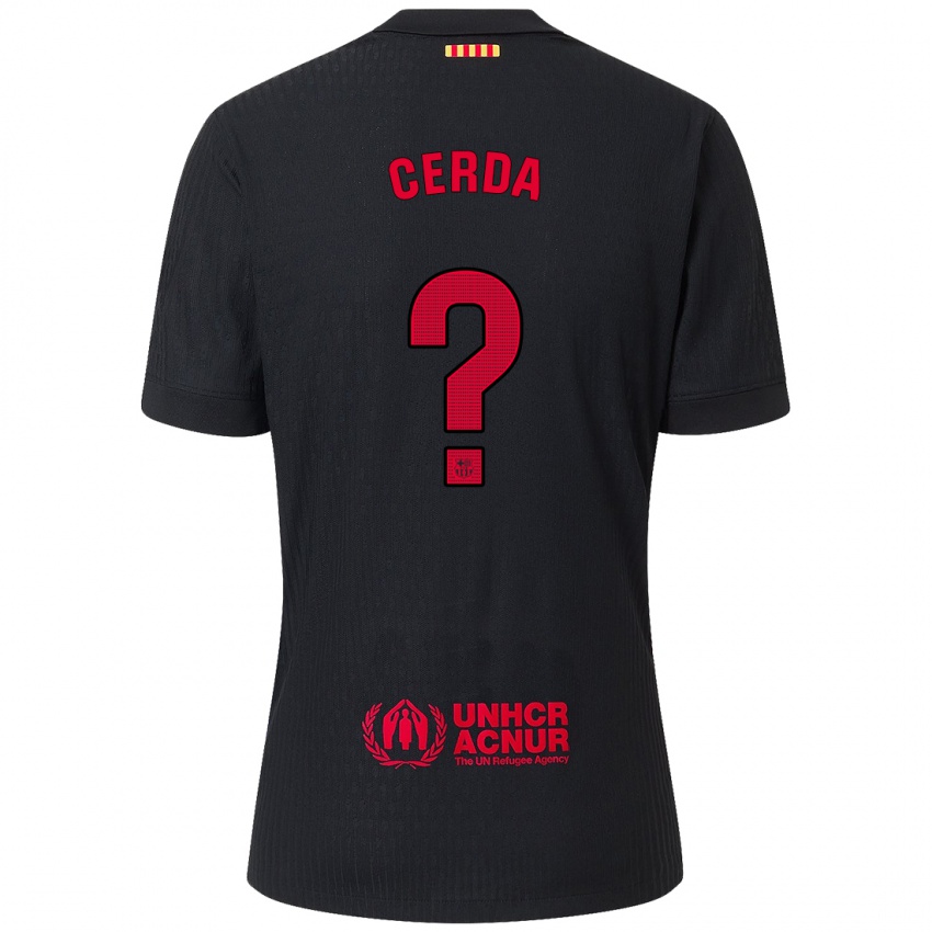 Hombre Camiseta Josep Cerda #0 Negro Rojo 2ª Equipación 2024/25 La Camisa Argentina