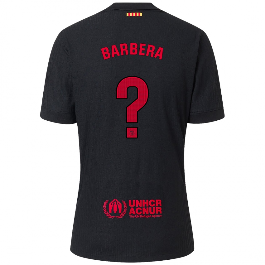 Hombre Camiseta Victor Barbera #0 Negro Rojo 2ª Equipación 2024/25 La Camisa Argentina