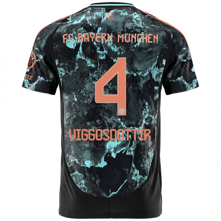 Hombre Camiseta Glódís Perla Viggósdóttir #4 Negro 2ª Equipación 2024/25 La Camisa Argentina