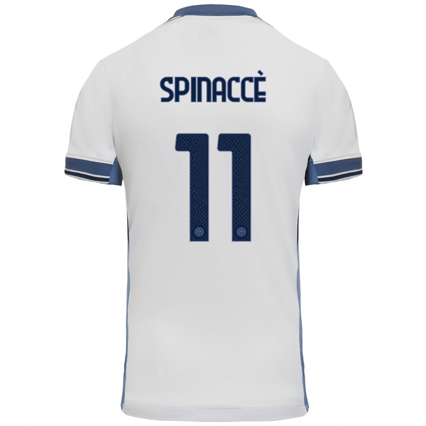 Hombre Camiseta Matteo Spinaccè #11 Blanco Gris 2ª Equipación 2024/25 La Camisa Argentina